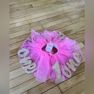 NWT Mud Pie 1st birthday pink tutu skirt